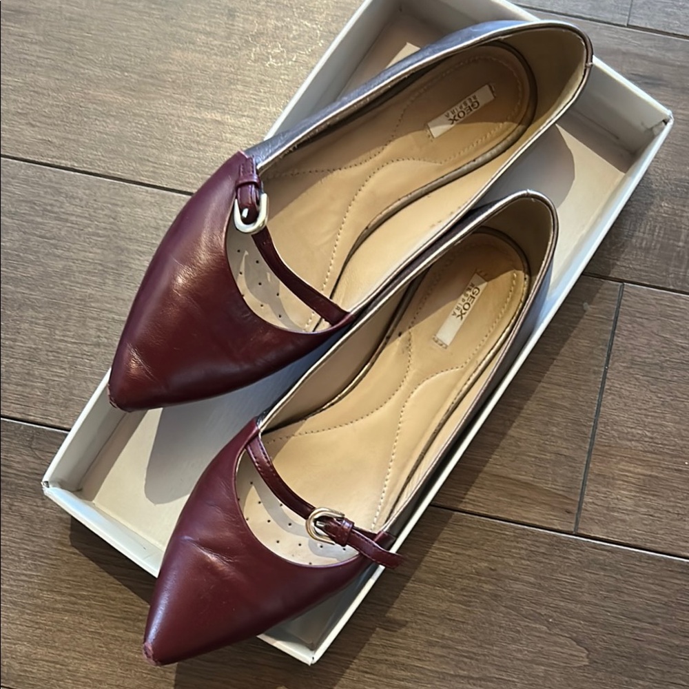 Geox Red Flats with Metallic Strap